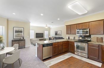Kitchen with wooden cabinets